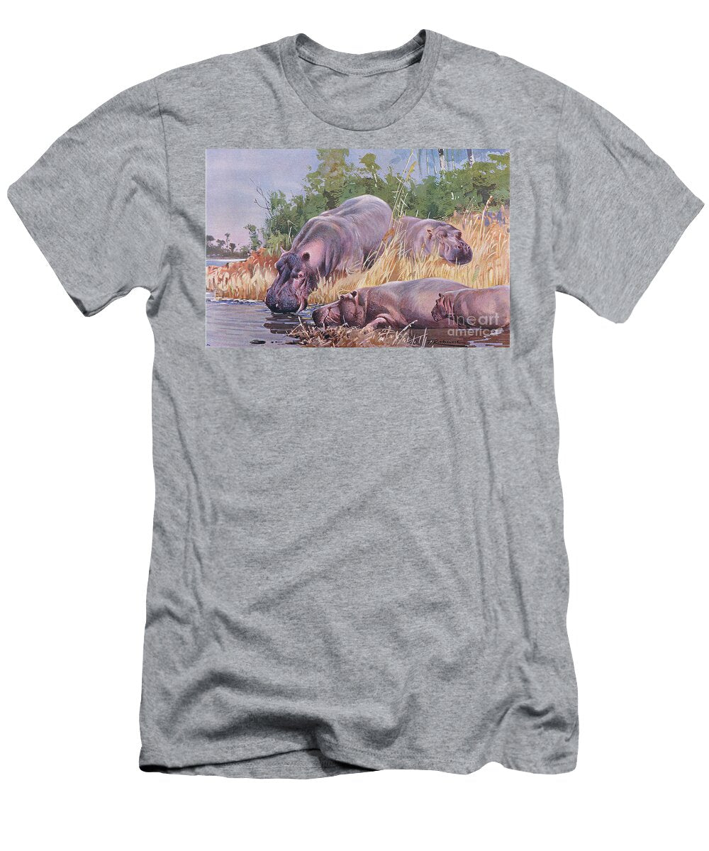 1 Hippopotamus By Wilhelm Kuhnert Wilhelm Kuhnert T-Shirt