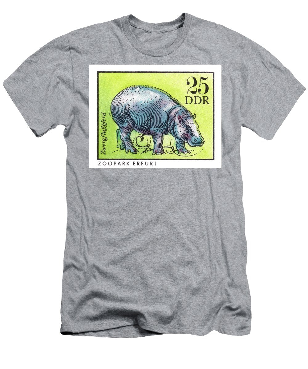 1975 East Germany Zoo Hippopotamus Postage Stamp Retro Graphics T-Shirt
