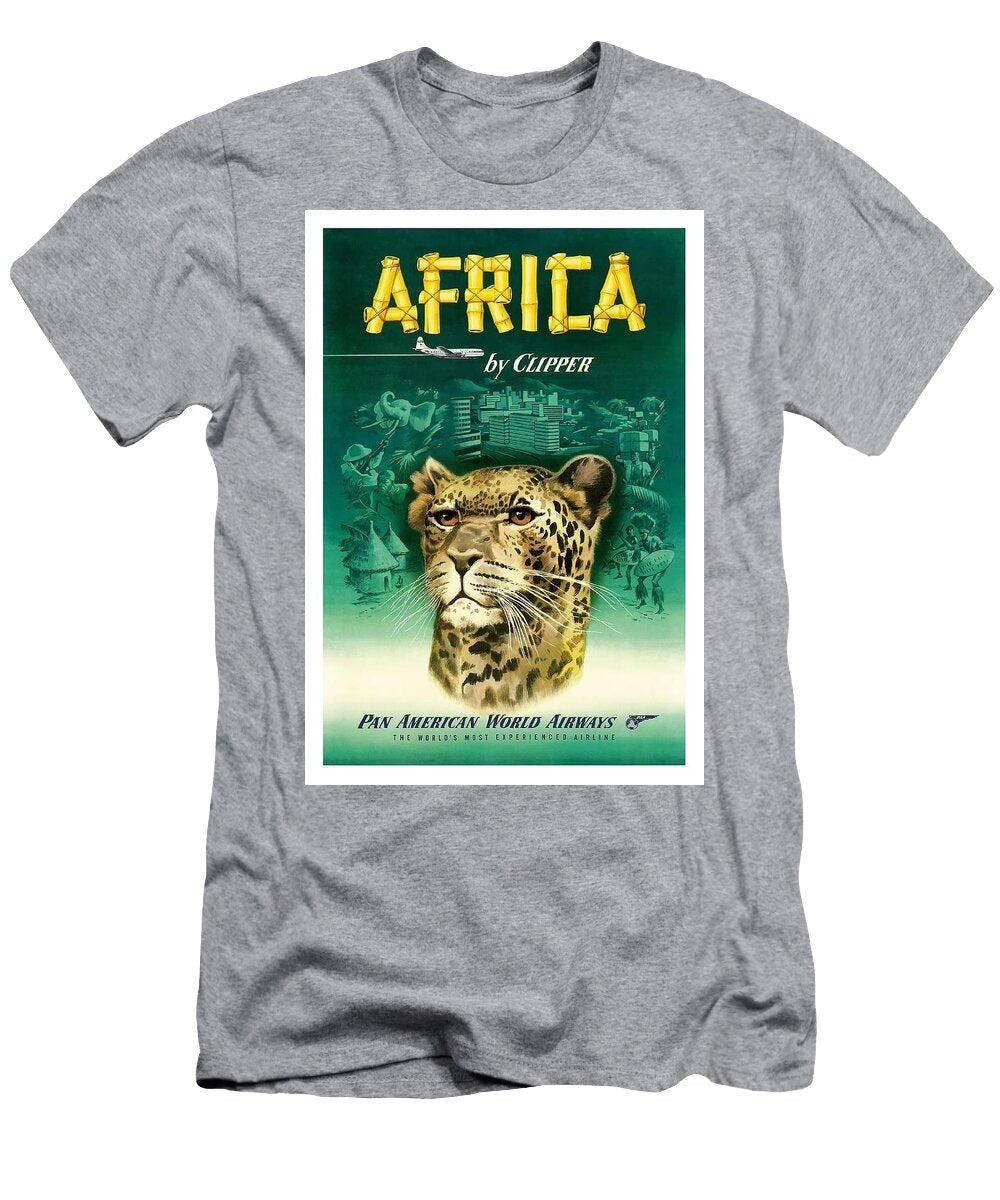 Africa Cheetah Pan American Vintage Airline Travel Poster Retro Graphics T-Shirt