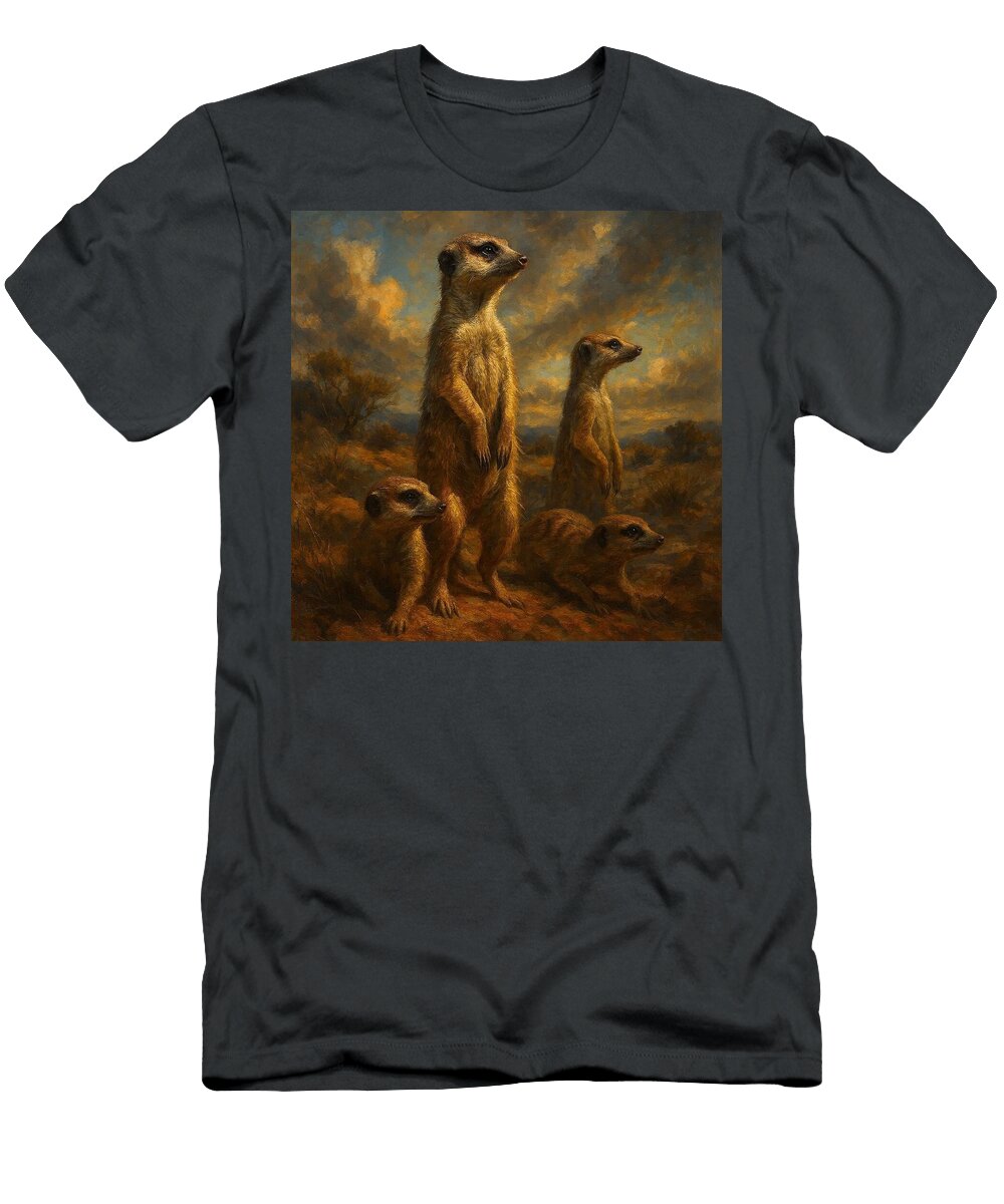 Alert Meerkat Family in the Wild James Spears T-Shirt