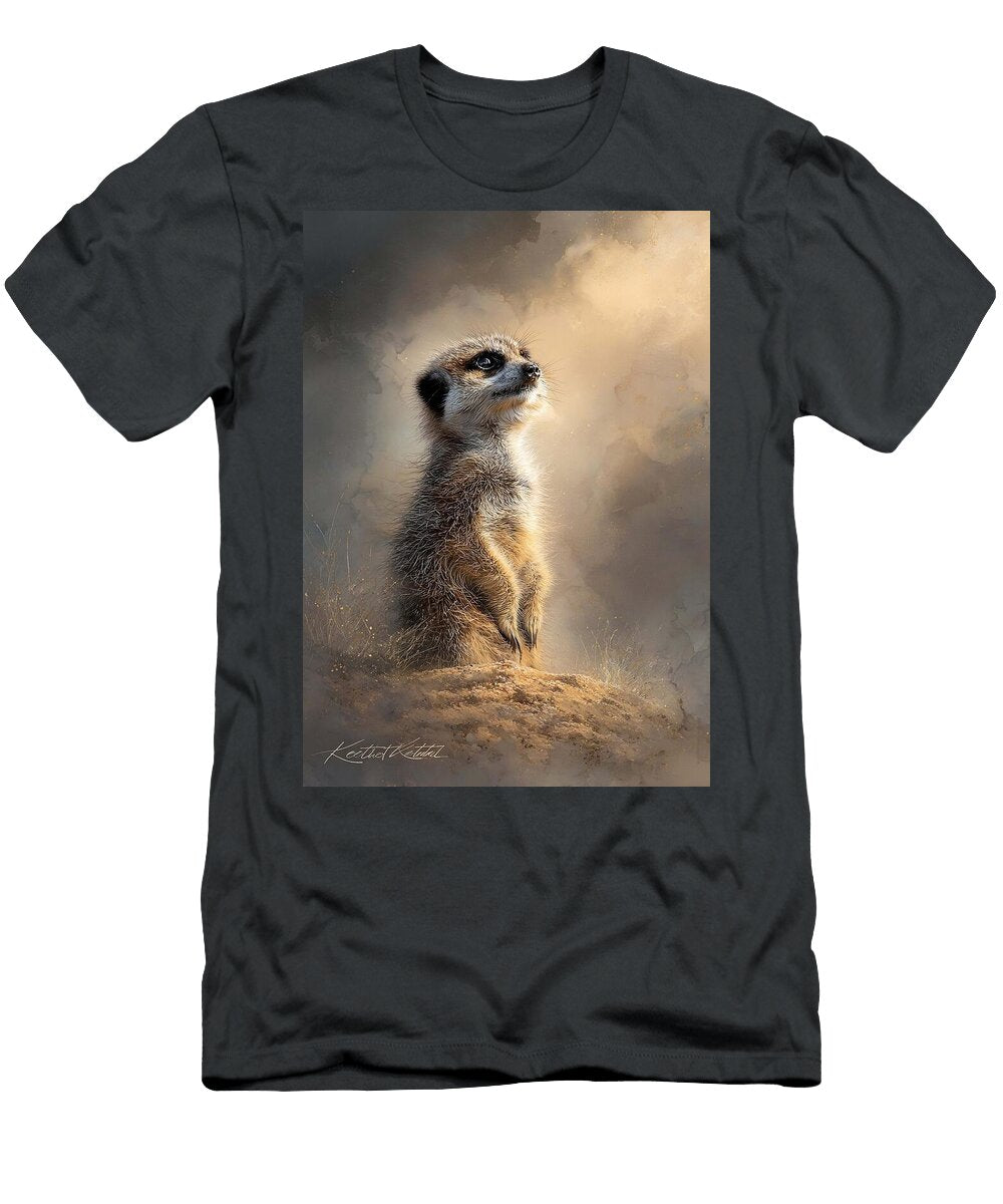 Alert Meerkat on Sandy Hill Meerkat Lookout Ethereal May Chaney T-Shirt