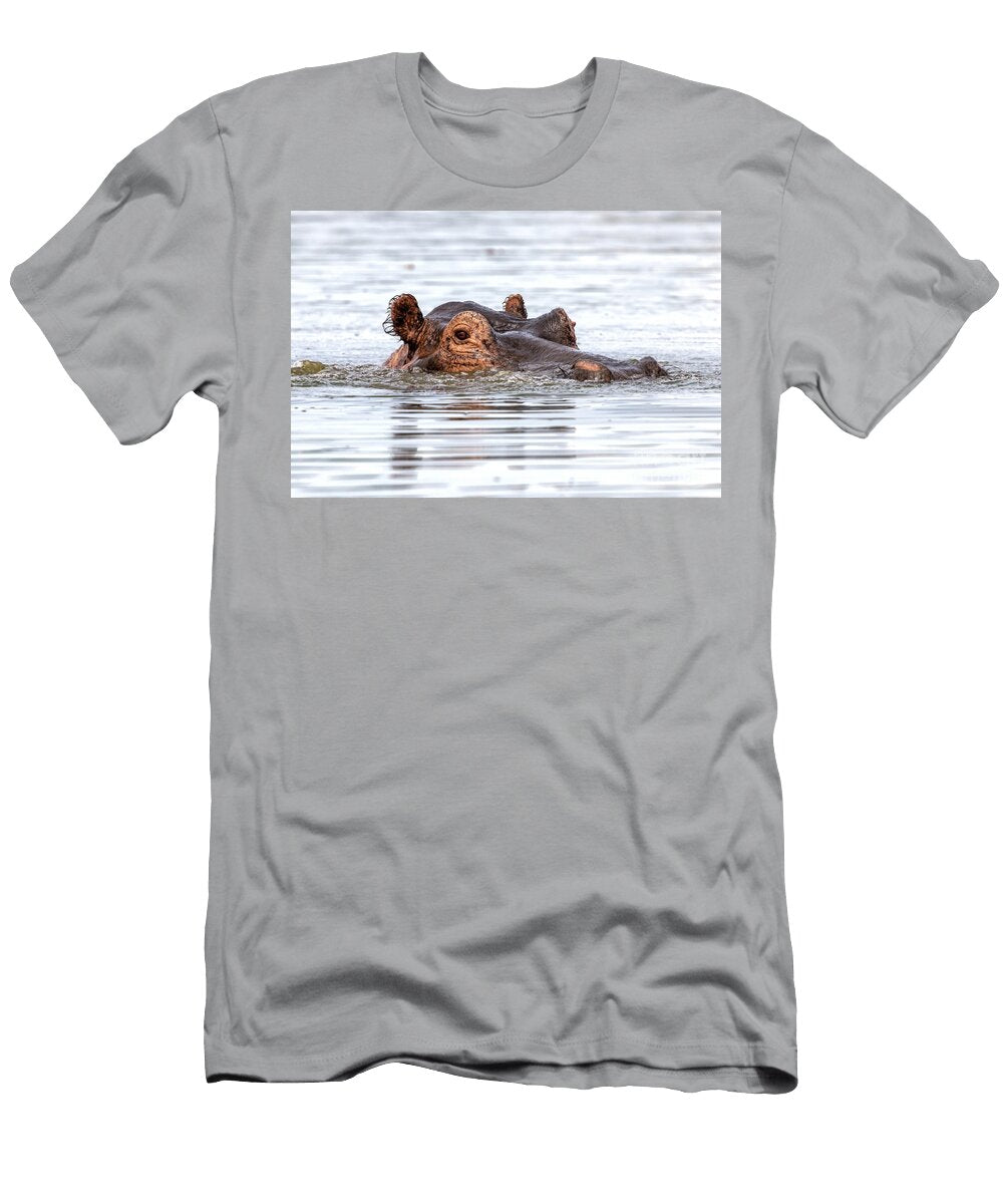 An Adult Hippopotamus Hippopotamus Amphibius Emerges From the Waters of Lake Edward Queen Elizabeth National Park Uganda Jane Rix T-Shirt