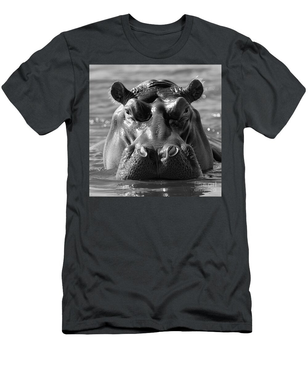 Hippo Close Up Bw Elisabeth Lucas T-Shirt
