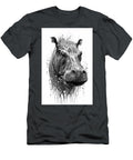 Hippopotamus Portrait Ink Drawing in Splash of Inked Black and White Animal Intricate Details Funnygiftscreation T-Shirt