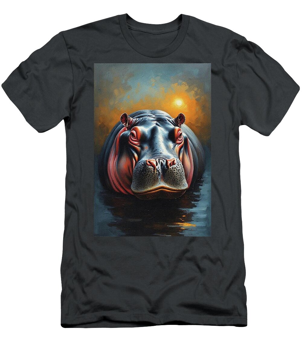 Majestic Hippo At Sunset Abel Bold T-Shirt