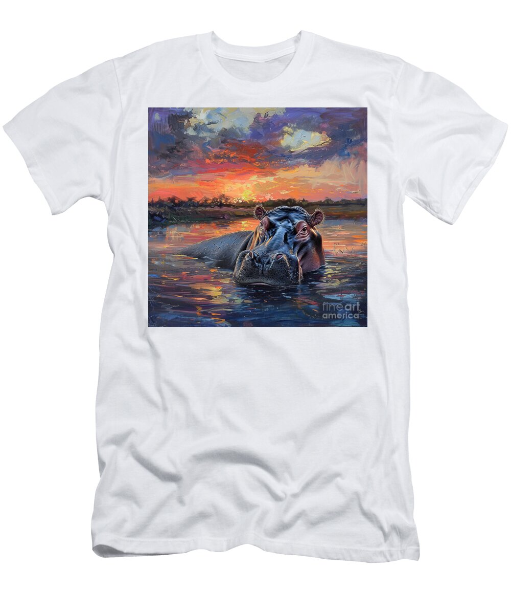 Sunset Hippo Elisabeth Lucas T-Shirt