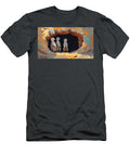 Three Curious Meerkats in a Burrow Meerkat Family Standing Guard Their Desert Burrow Arran Hooper T-Shirt